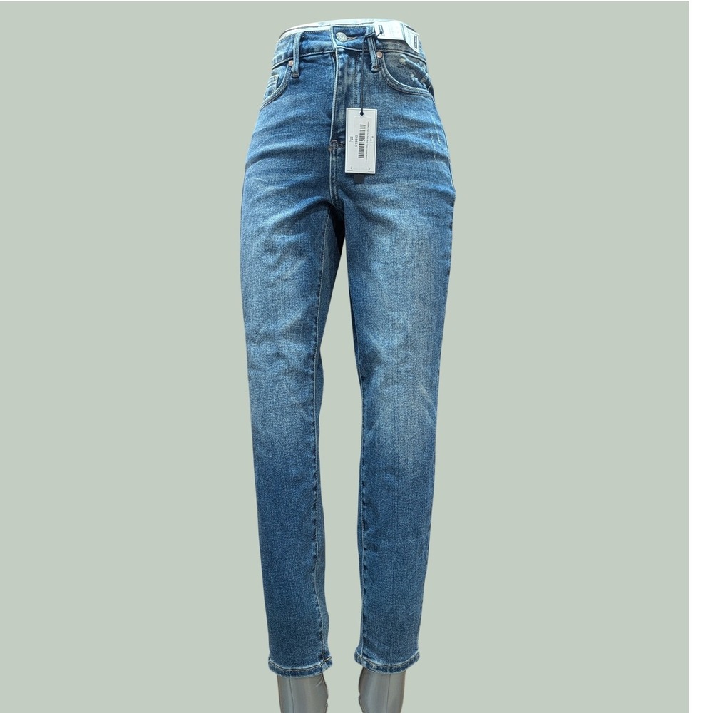 Judy Blue High Rise Dark Wash Tummy Control Slim Jeans Size 1/25 Distressed New